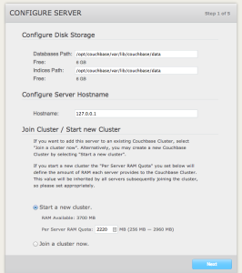 Couchbase create new cluster